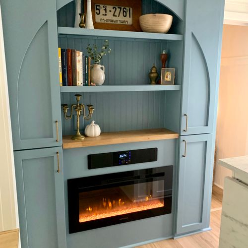 Arched Cabinet Fireplace wall